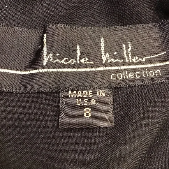 Vintage 90s Nicole Miller Floral Midi Embroidered Lace V-Neck Black Dress Size 8 - Picture 15 of 16